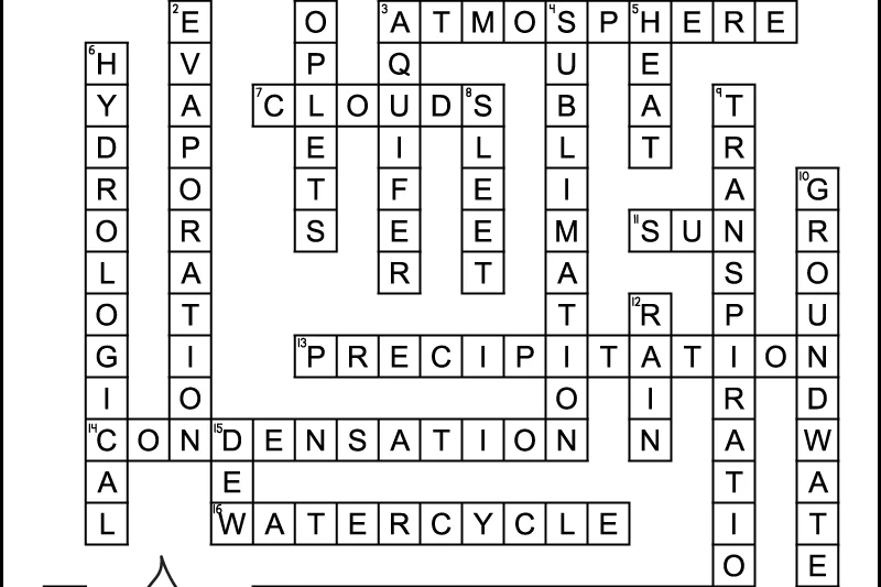 Water Crossword Puzzle Worksheet Answer Key