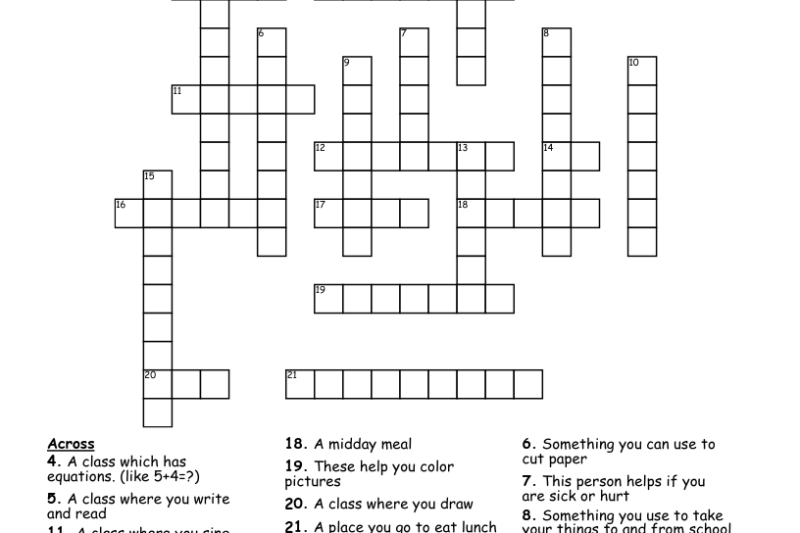 Printable Crossword Puzzle For Grade 3