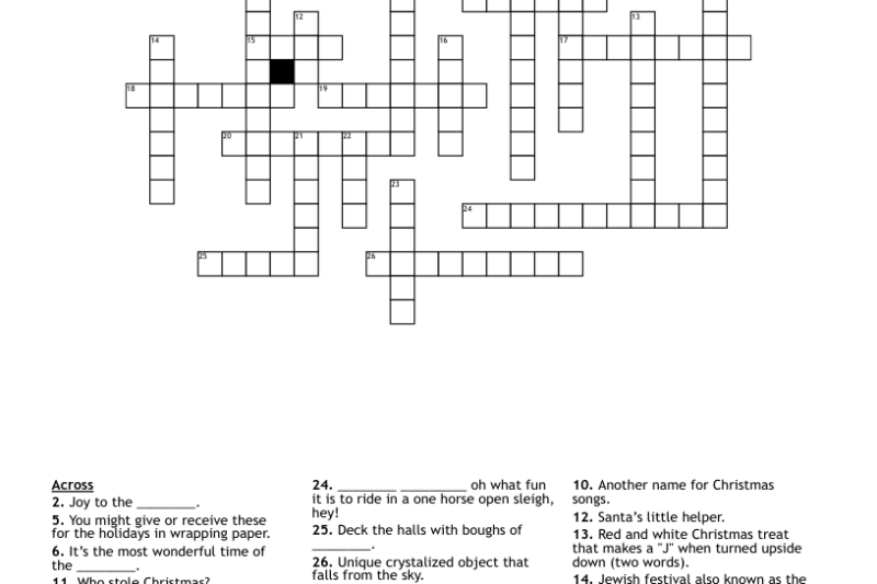 Winter Holiday Crossword Puzzles Printable