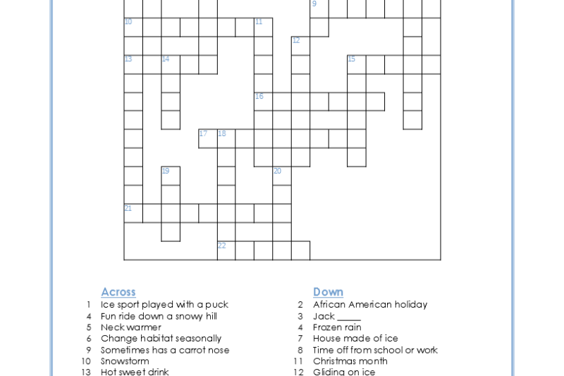 Winter Puzzle Worksheet