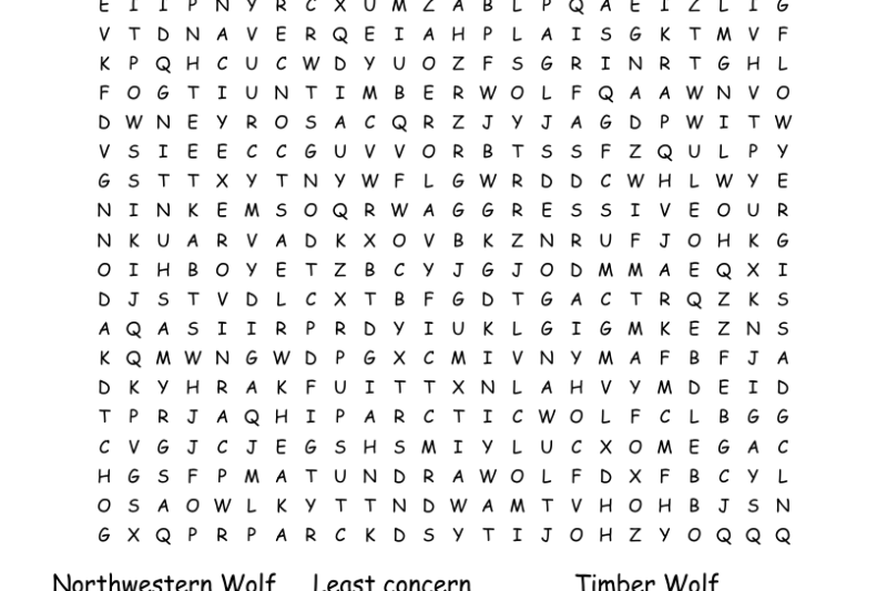 Timber Wolf Crossword Puzzle
