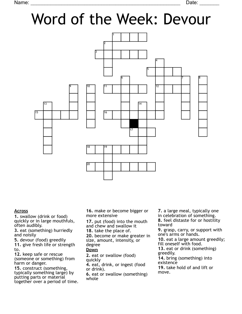 Word Of The Week Devour Crossword WordMint
